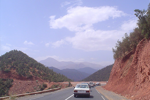 Driving in Morocco, Atlas Mountains way to Ourika valley