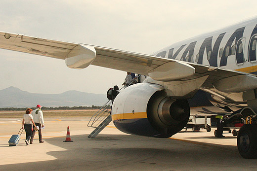 avião da Ryanair no aeroporto de Fez, Marrocos