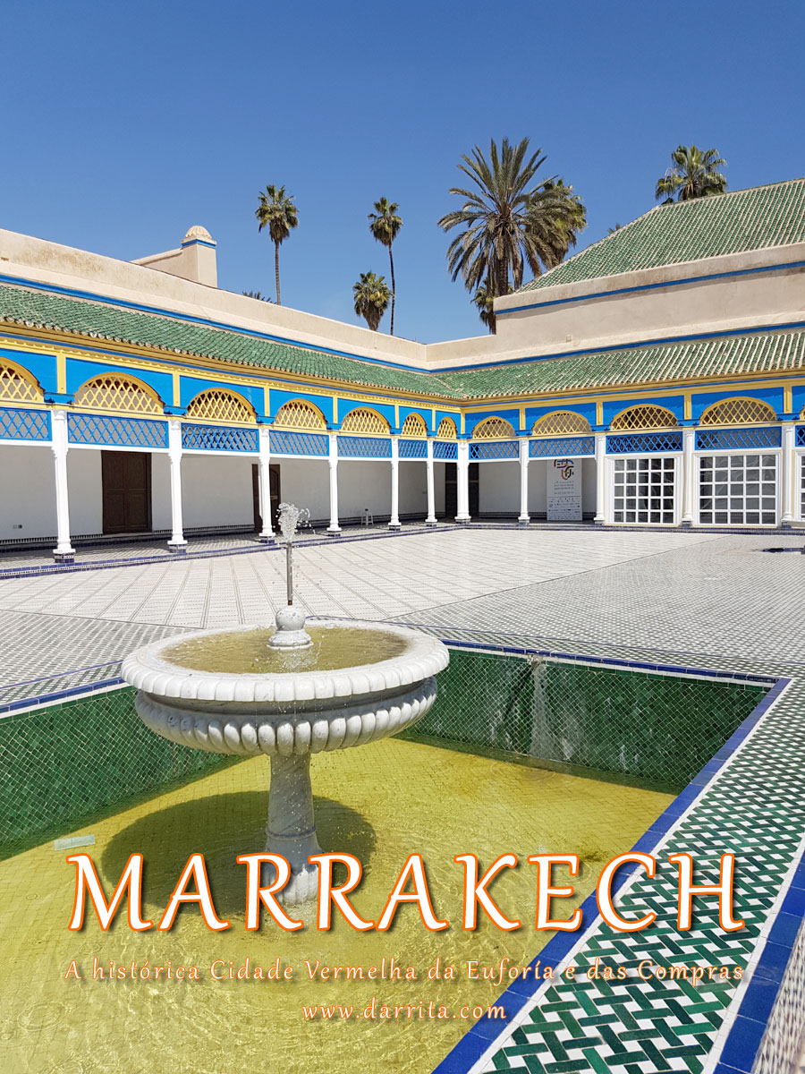 Lindo pátio central do Palácio Bahia em Marrakech